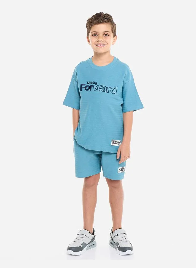 victor and jane Victor And Jane Boys Blue Embroidered T-Shirt and Shorts Set