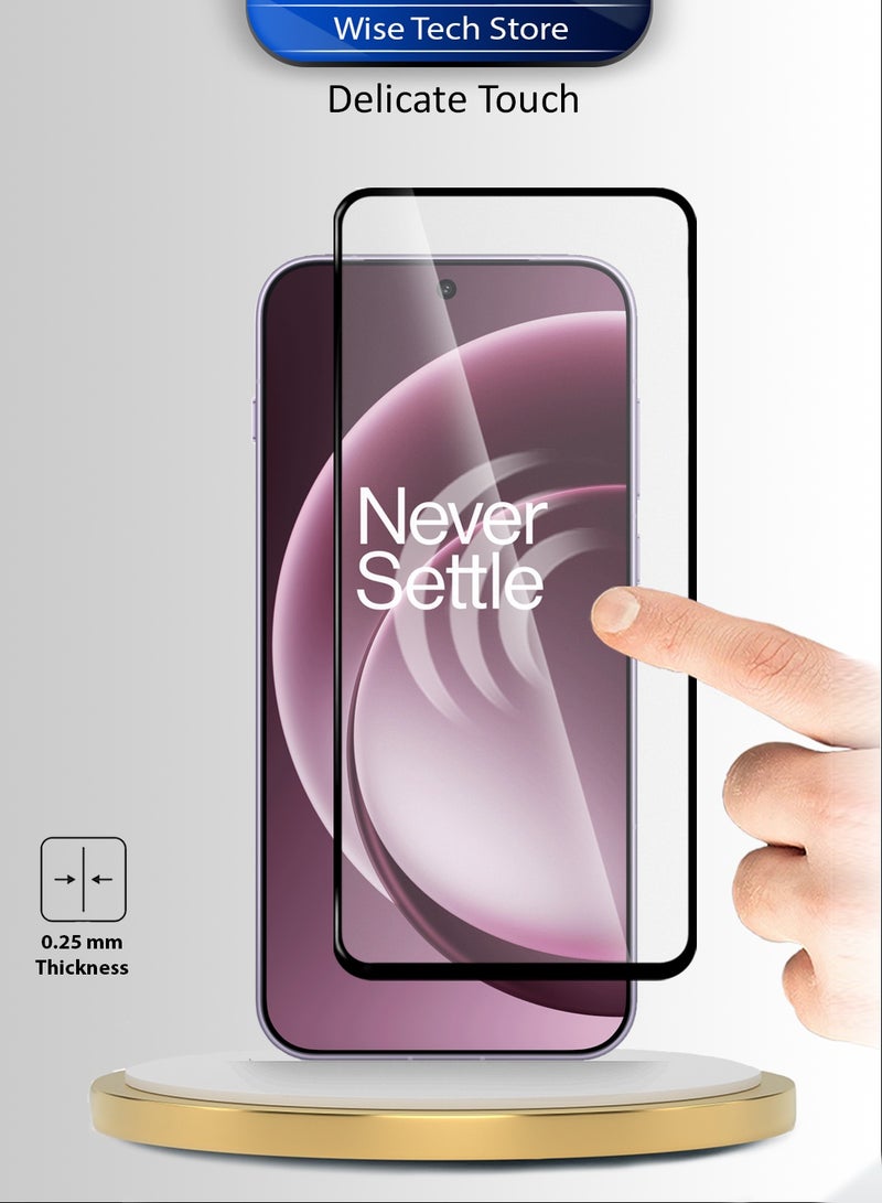 دبليو تيك واقي شاشة زجاجي مقسّى كامل اللصق بكامل الغطاء لسلسلة OnePlus 15 5G 2025 Premium E2E (MSGECN) - شفاف/أسود - Image 4