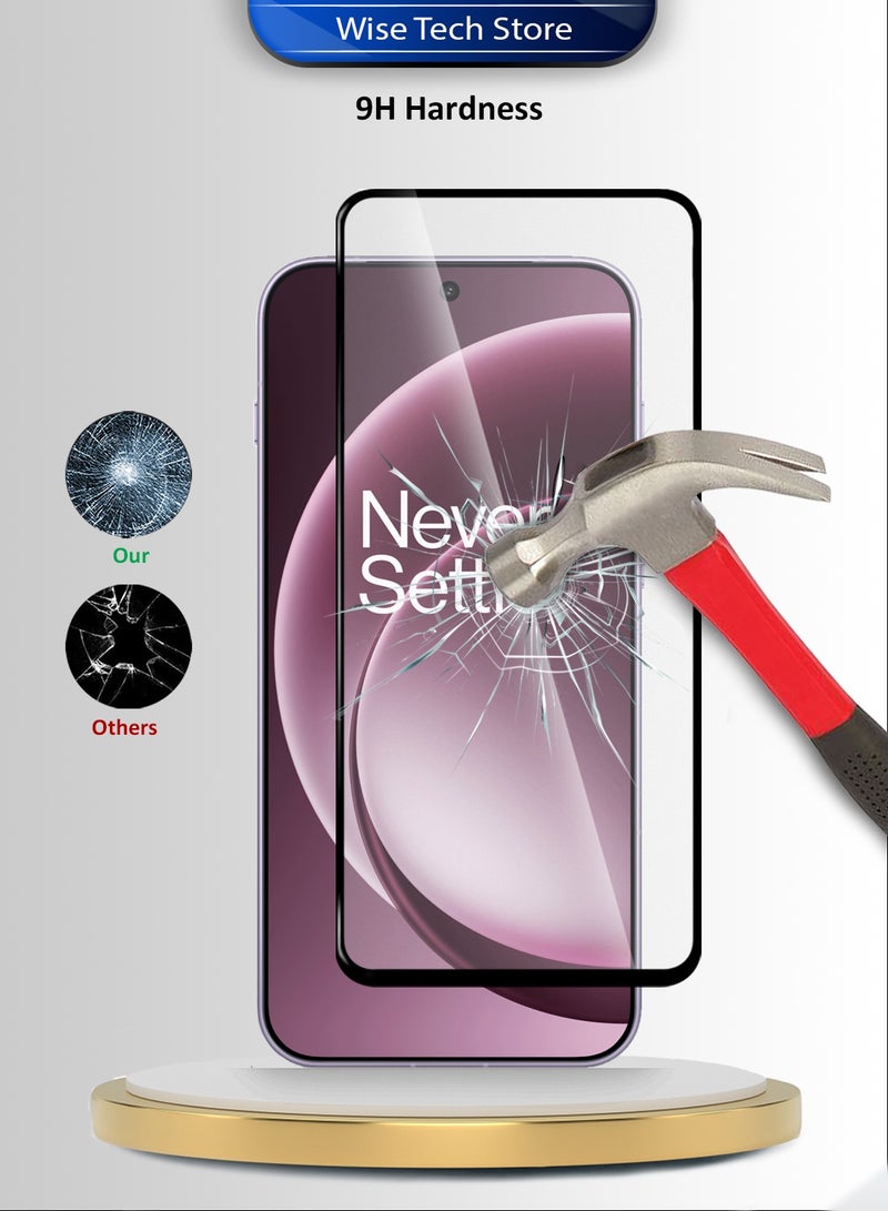 دبليو تيك واقي شاشة زجاجي مقسّى كامل اللصق بكامل الغطاء لسلسلة OnePlus 15 5G 2025 Premium E2E (MSGECN) - شفاف/أسود - Image 3