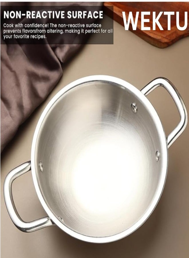 Wektu Stainless Steel Induction Based Kadhai – 22 cm, 2L with Steel Lid for Smart Cooking - Image 5