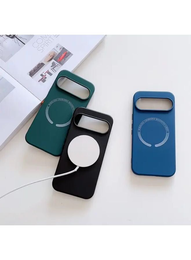 Dark Green Magnetic Shockproof TPU Phone Case For Google Pixel 9 Pro Minimalist Design - Image 1