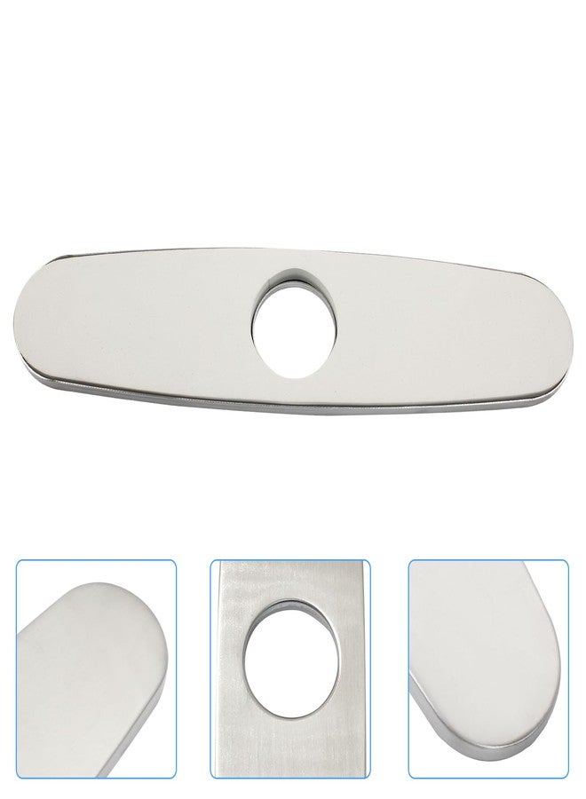 Cionyce Stainless Steel Faucet Deck Plate, 10" Sink Hole Cover for Bathroom & Kitchen Vanity Sink, Silver Escutcheon Plate for Arc Edge Mixer Tap - Image 3