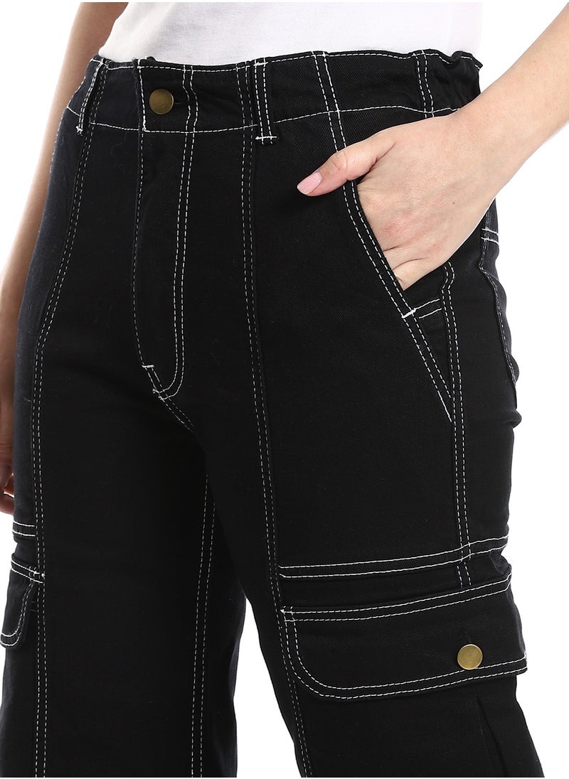 MERCH - Black cargo jeans with pockets on the front - Image 1