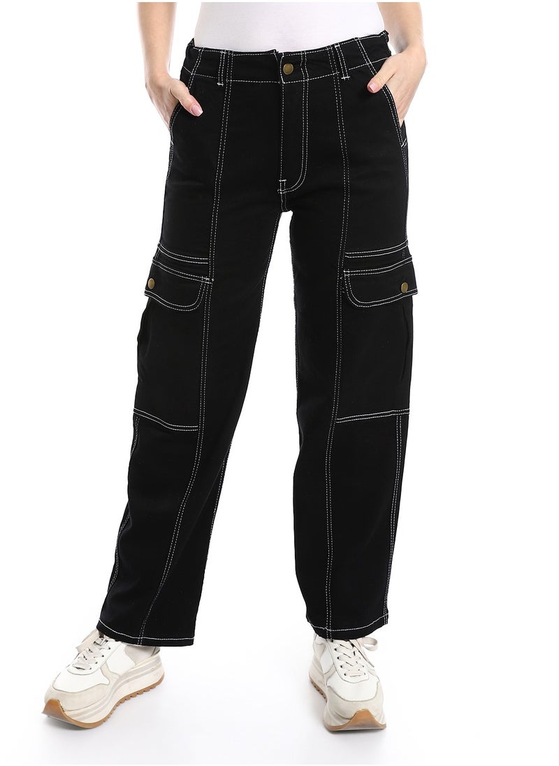 MERCH - Black cargo jeans with pockets on the front - Image 1
