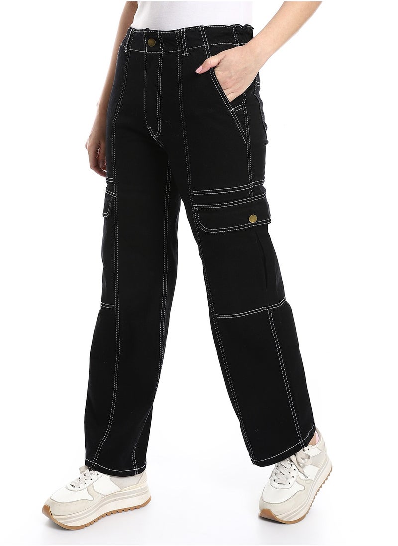 MERCH - Black cargo jeans with pockets on the front - Image 1