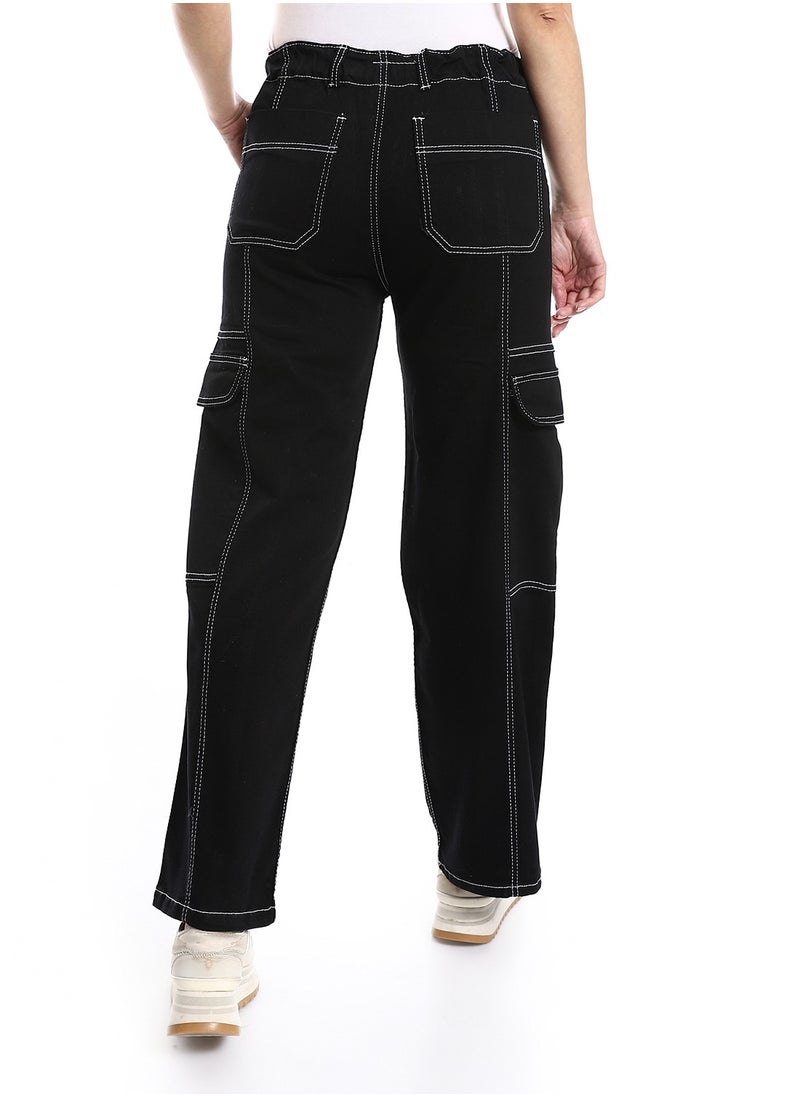 MERCH - Black cargo jeans with pockets on the front - Image 1
