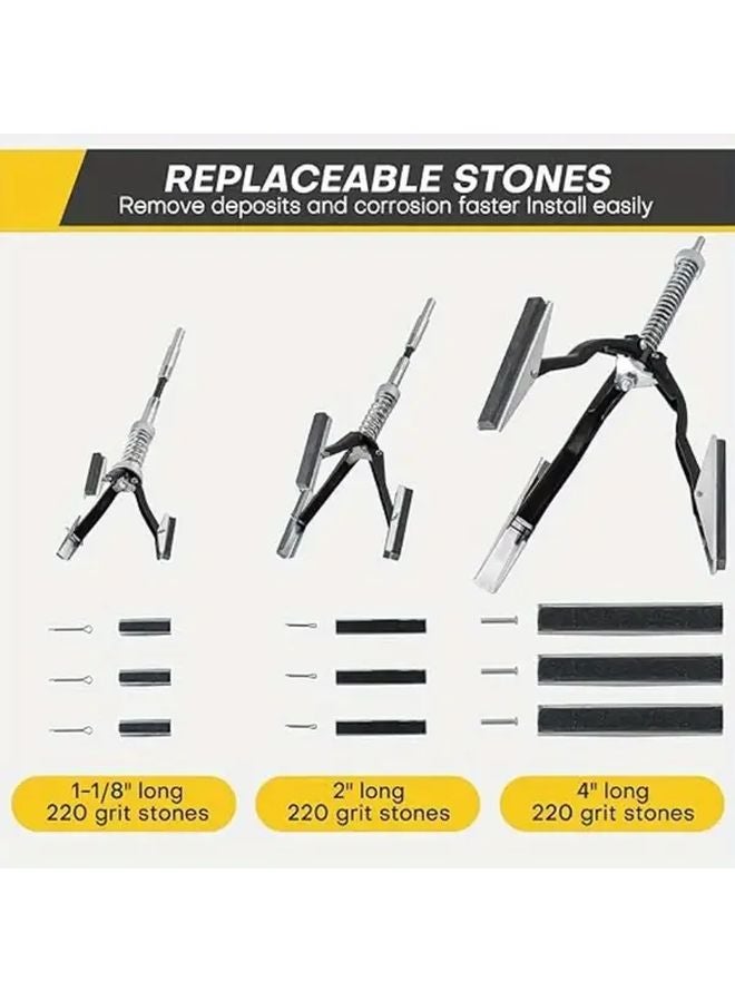 4 Inch 3 Jaw Cylinder Hone Tool with 3PCS Grinding Stone for Internal Diameter Polishing - Image 5