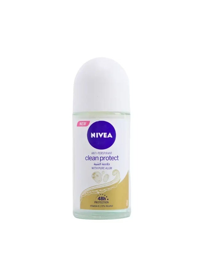 Nivea Clean Protect Anti-Perspirant Roll-On with Pure Alum- 50ml - Image 1