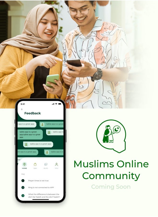 إيكيبلا - خاتم الذكر لايت الذكي من آي iQIBLA يوميكس  لون أسود مقاس 20ملم| 5 مذكرات لأوقات الصلاة | مounter ذكي للتسبيح | بطارية طويلة التحمل وشاشة صلبة مقاومة الصدمات كلاسيكية | تطبيق iQIBLA لحياة اجتماعيةتية (استرداد النقاط، النوم، معدل ضربات القلب، خطوات...) | متتبع أقوى يسجل 65000 عدada | خدمة iQIBLA - Image 1