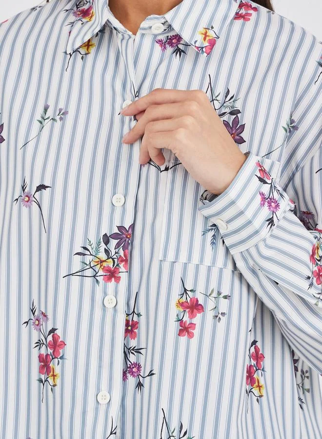 Styli Styli Floral Print Oversized Shirt