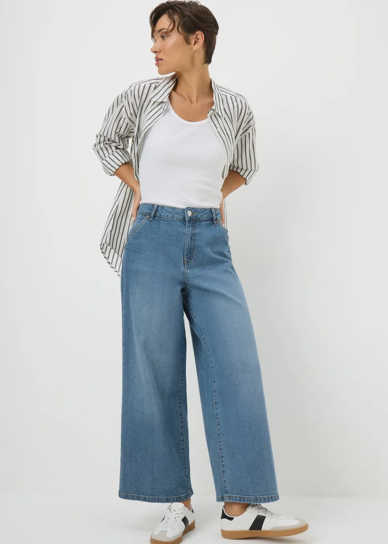 Matalan Mid Wash Stretch Wide Leg Jeans