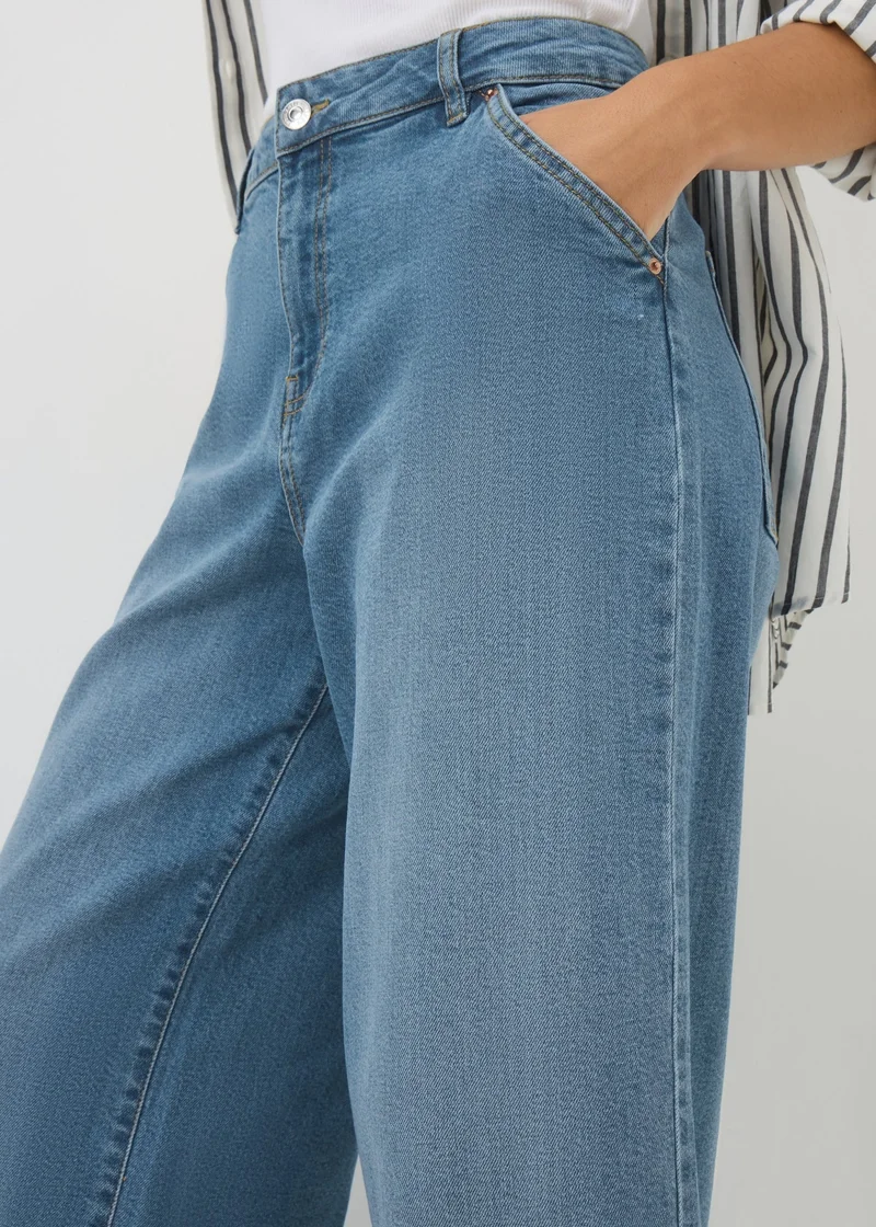 Matalan Mid Wash Stretch Wide Leg Jeans