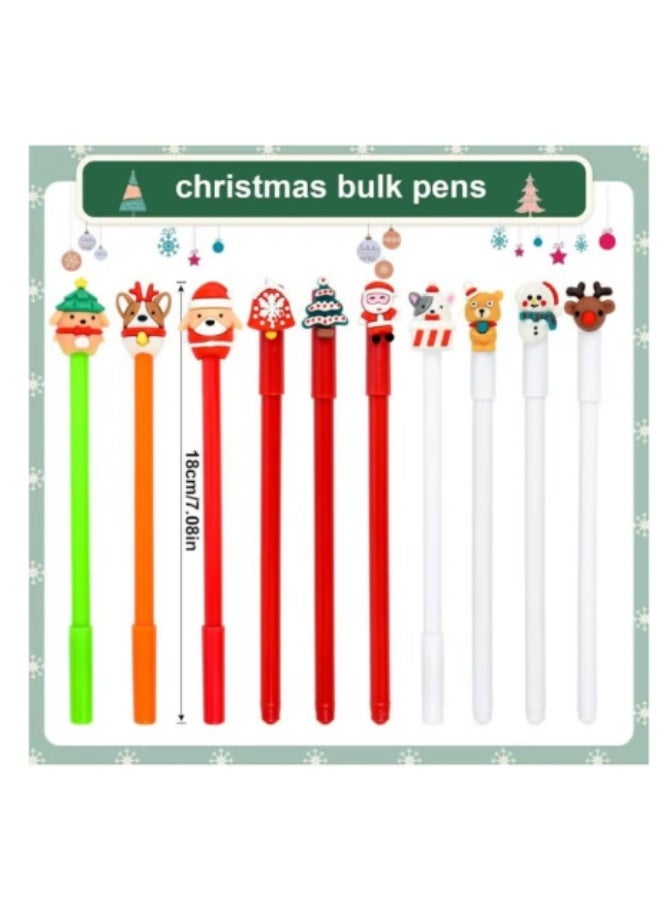 مجموعة 12 قلم حبر جل كريسماس برأس دقيق 0.3 ملم - حبر أسود سائل - أقلام بتصاميم كرتونية احتفالية - مثالية للهدايا والتوزيعات المدرسية - Image 1