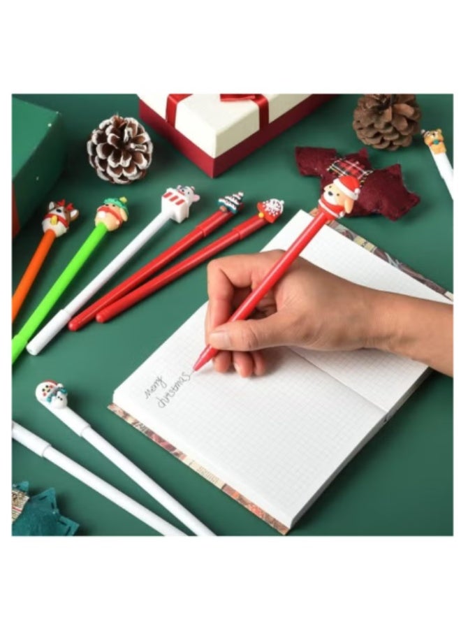 مجموعة 12 قلم حبر جل كريسماس برأس دقيق 0.3 ملم - حبر أسود سائل - أقلام بتصاميم كرتونية احتفالية - مثالية للهدايا والتوزيعات المدرسية - Image 2