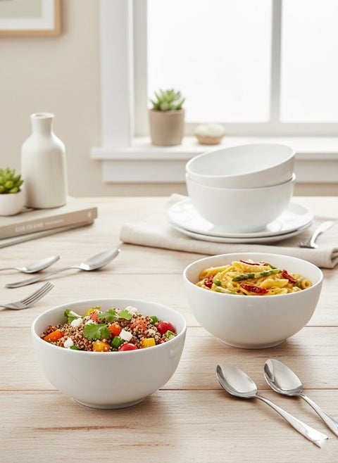 6-Piece Porcelain Bowl Set White 5.5 inch