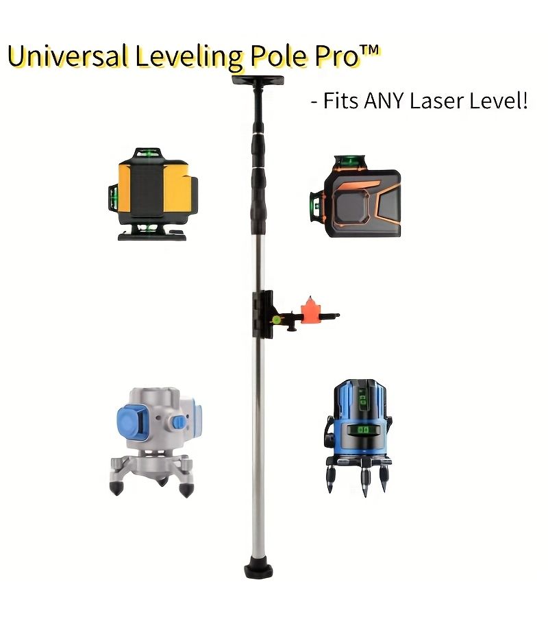 137.8 Inch Heavy Duty Telescopic Leveling Rod Made of Thick Stainless Steel Compatible With All Levels Complete Additions Easy to Operate and Durable - Image 2