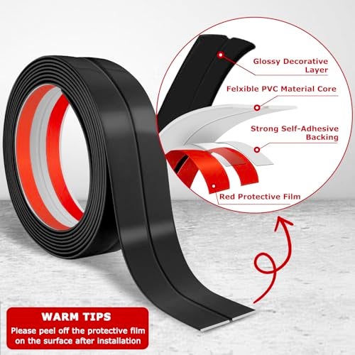 LSGCQ Flexible Wall Corner Protector Moulding Trim Peel and Stick Wall Corner Guards Edge Protector Self Adhesive Molding Trim Strip for Edge Ceiling (Black, 1.6 in x 10 Ft) - Image 3