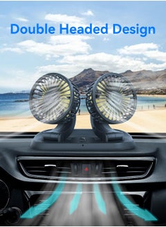 LEOKOR 12V Car Fan,360 Degree Rotation,2 Speed Adjustable,5 Inch Portable,Auto Cooling Fan Double Head,for Vehicles Boat  - Image 3