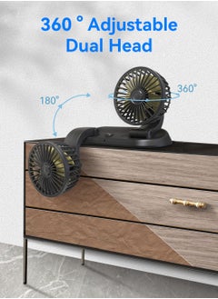 LEOKOR 12V Car Fan,360 Degree Rotation,2 Speed Adjustable,5 Inch Portable,Auto Cooling Fan Double Head,for Vehicles Boat  - Image 5