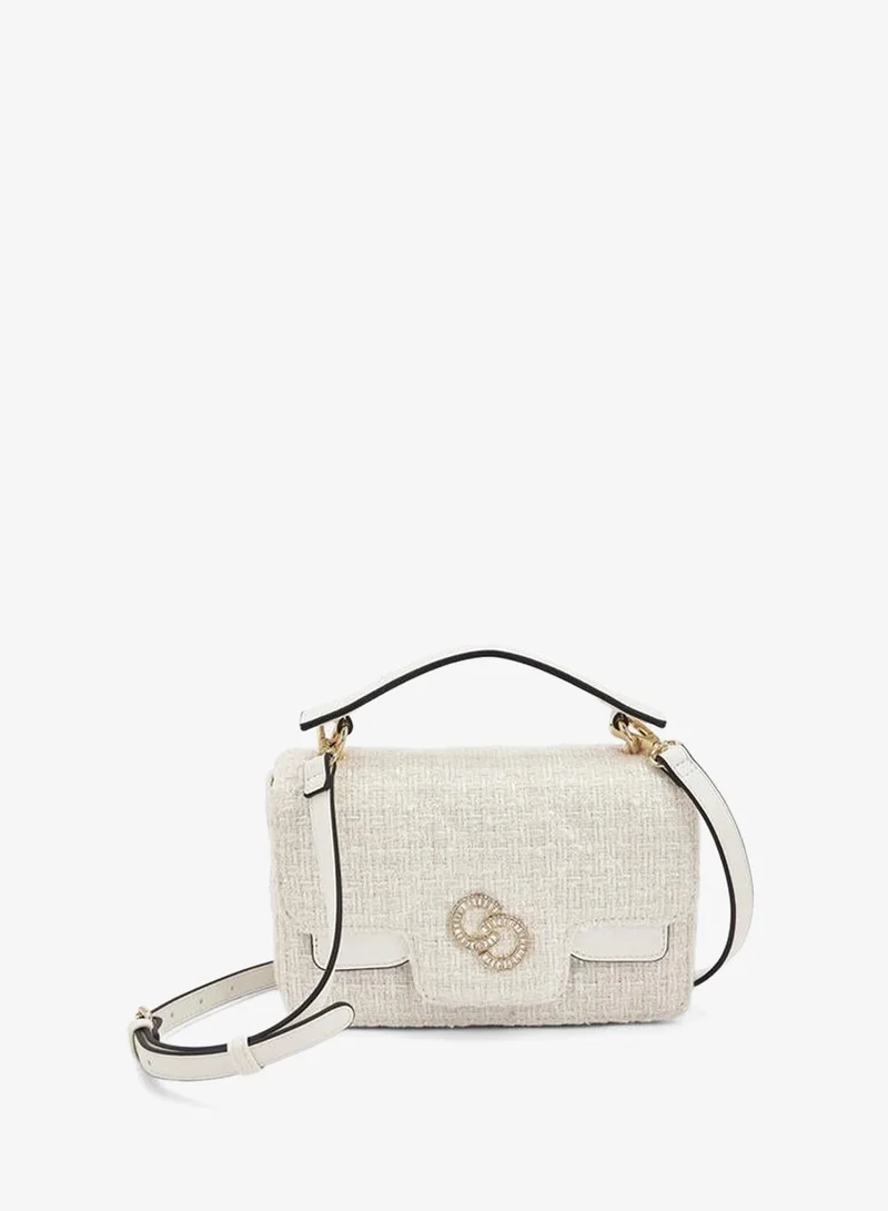 Celeste Tweed Textured Satchel Bag With Button Closure Ramadan Collections