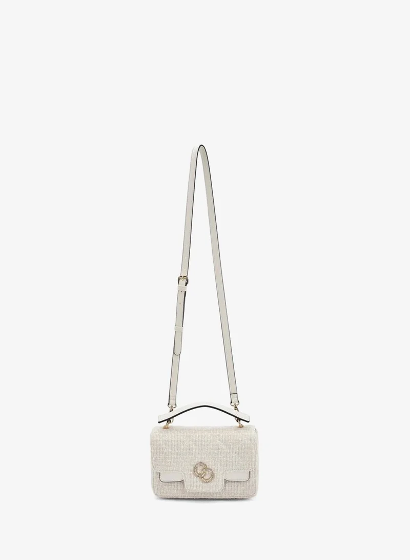 Celeste Tweed Textured Satchel Bag With Button Closure Ramadan Collections