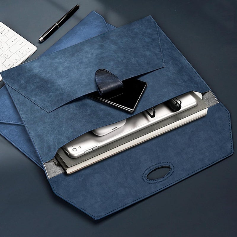 KASTWAVE PU Leather Expanding File Folders-Document Organizer Holder Waterproof Filing Envelope Case with 2 Pockets, A4 Portfolio Folder with Magnetic Snap Button Closure (Navy Blue) - Image 5