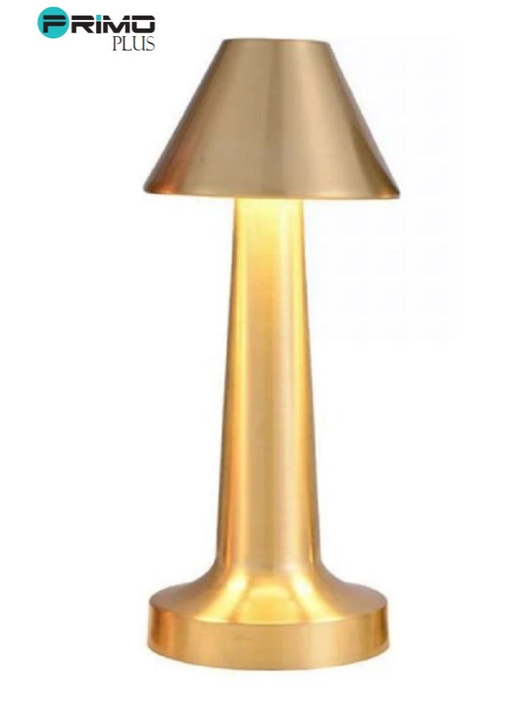 بريمو بلس مصباح طاولة صغير للزينة بتصميم كلاسيكي بسيط ذهبي, مصباح مكتب يعمل باللمس، مصباح طاولة بجانب السرير، مصباح لاسلكي يعمل بالبطارية، مصباح LED قابل لاعادة الشحن، مصباح قراءة للاطفال لغرفة النوم، مكتب المنزل، غرفة المعيشة - Image 1
