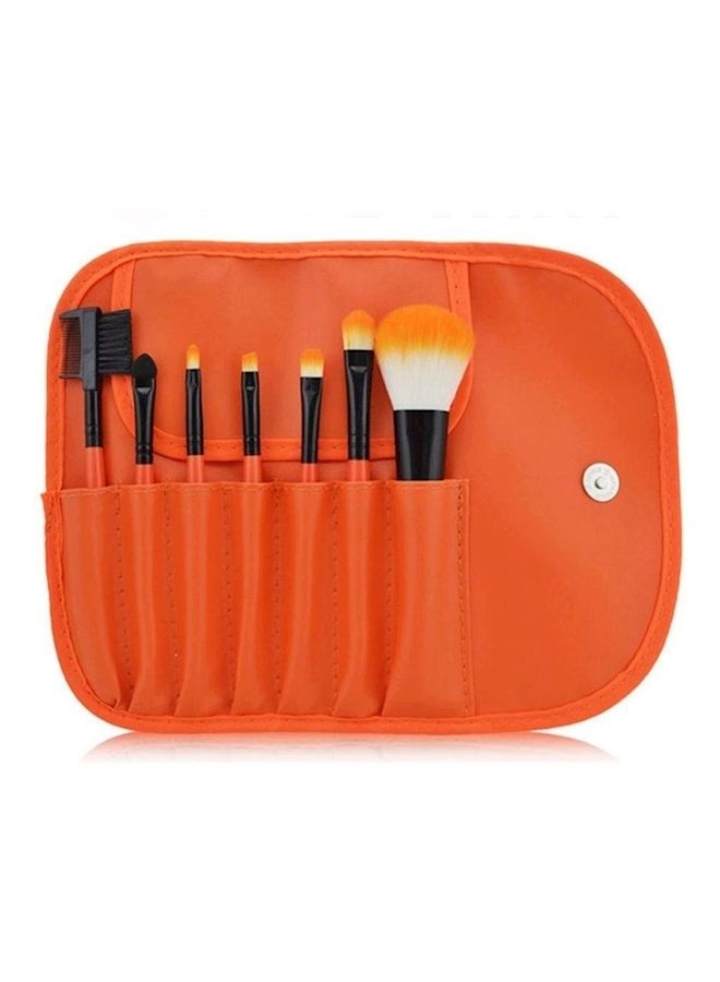 NIBEMINENT 7-Piece Make Up Brushes Wallet Bag Set Orange  - Image 2