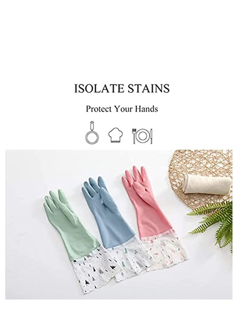 erorex Rubber Cleaning Gloves Reusable Waterproof Household Kitchen Dishwashing Glove Long Sleeves Kitchen Cleaning Food Handling Working Painting Gardening Pet Care Large 3 Pairs - Image 3