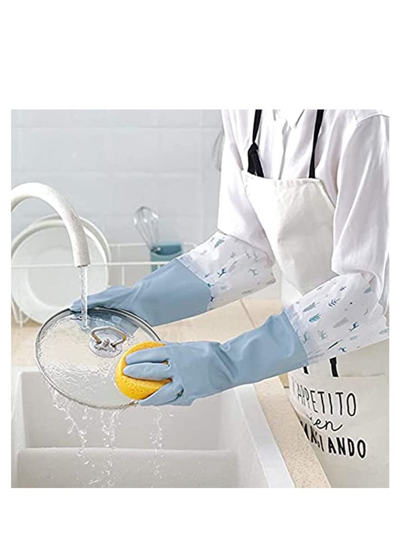 erorex Rubber Cleaning Gloves Reusable Waterproof Household Kitchen Dishwashing Glove Long Sleeves Kitchen Cleaning Food Handling Working Painting Gardening Pet Care Large 3 Pairs - Image 2