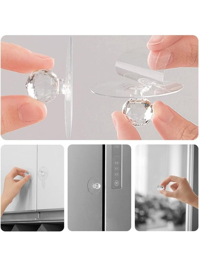 Generic - 5pcs Clear Self Adhesive Acrylic Crystal Handles for Wardrobe, Kitchen Cabinet, Bathroom, Cupboard, Furniture, Door, Window. - Image 1