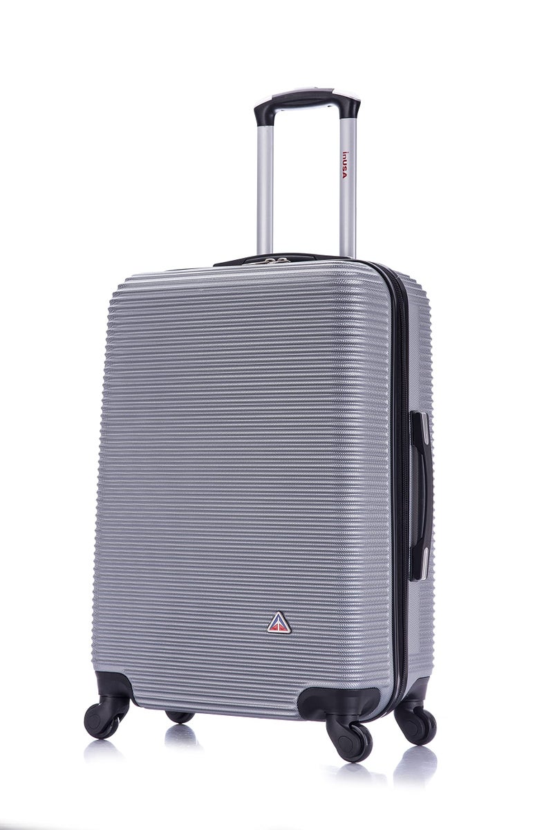 InUSA ROYAL Hardside Spinner Luggage with Ergonomic Handles | Spacious Travel Suitcase with Four Spinner Wheels and Studs | 24 Inch Medium Spinner Luggage | Silver - Image 1