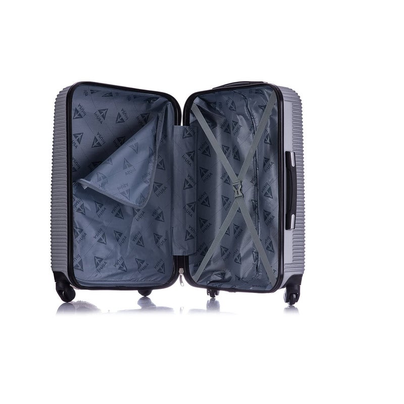 InUSA ROYAL Hardside Spinner Luggage with Ergonomic Handles | Spacious Travel Suitcase with Four Spinner Wheels and Studs | 24 Inch Medium Spinner Luggage | Silver - Image 4