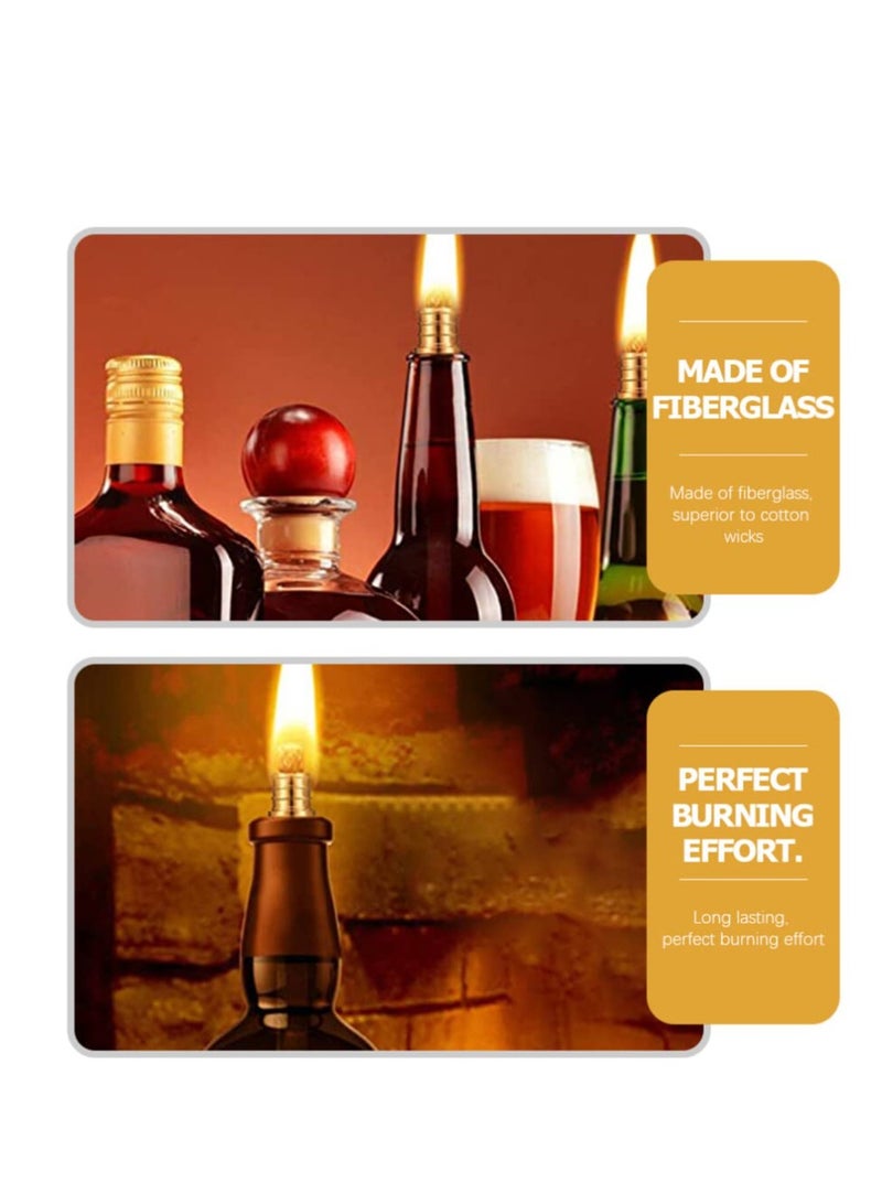 KASTWAVE 6pcs Wine Bottle Lamp Wick Kerosene Wick for Ceramic Holders Torch Wine Bottle Oil Candle Lamp Replacement Wick Fiberglass Wicks with Brass Holders (13.8 Inch,Bottle not Included) - Image 5