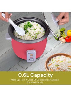 Mini Rice Cooker 0.6L - Cook, Steam, Warm 3-in-1 Functions, Tempered Glass Lid, Non-Stick Inner Pot, Extendable Steam Tray for Veg/Fish/Poultry, Ideal for Small Kitchens & Dorms, 350W - pzsku/Z3427339A3BC2B6029824Z/45/1741344277/e2de5c1c-c2ea-4624-ba4c-c827d9c71158