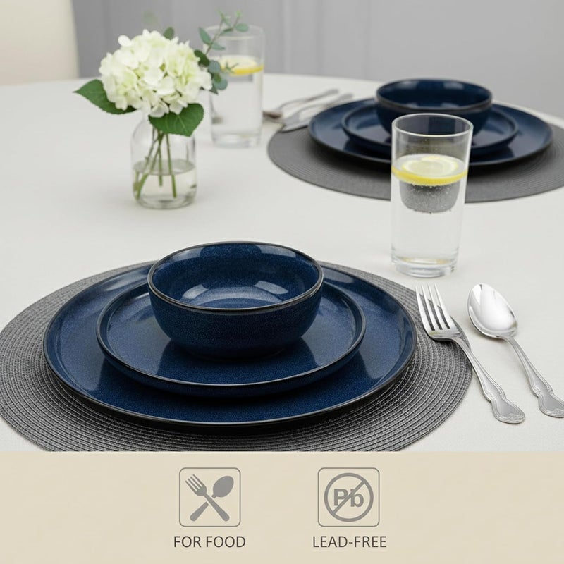 كويزين أرت طقم عشاء من السيراميك من كويزين آرت، مكون من 12 قطعة - تصميم عصري لأربعة أشخاص - أطباق وأوعية متينة من الخزف مع علبة هدايا - أطباق مقاس 26 سم و 20 سم وأوعية مقاس 15 سم. - Image 2