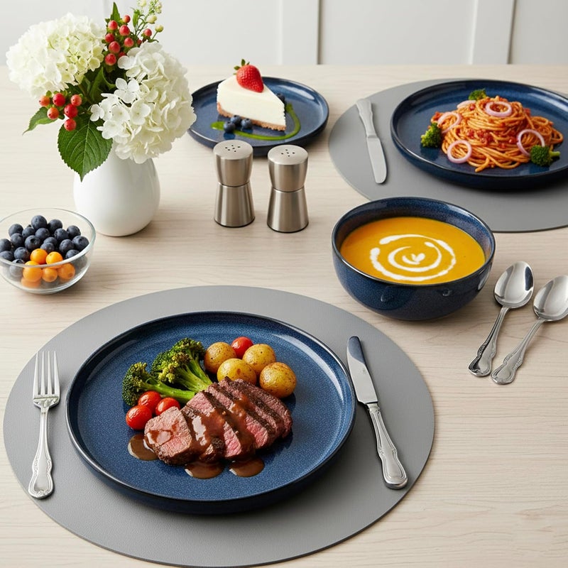 كويزين أرت طقم عشاء من السيراميك من كويزين آرت، مكون من 12 قطعة - تصميم عصري لأربعة أشخاص - أطباق وأوعية متينة من الخزف مع علبة هدايا - أطباق مقاس 26 سم و 20 سم وأوعية مقاس 15 سم. - Image 5