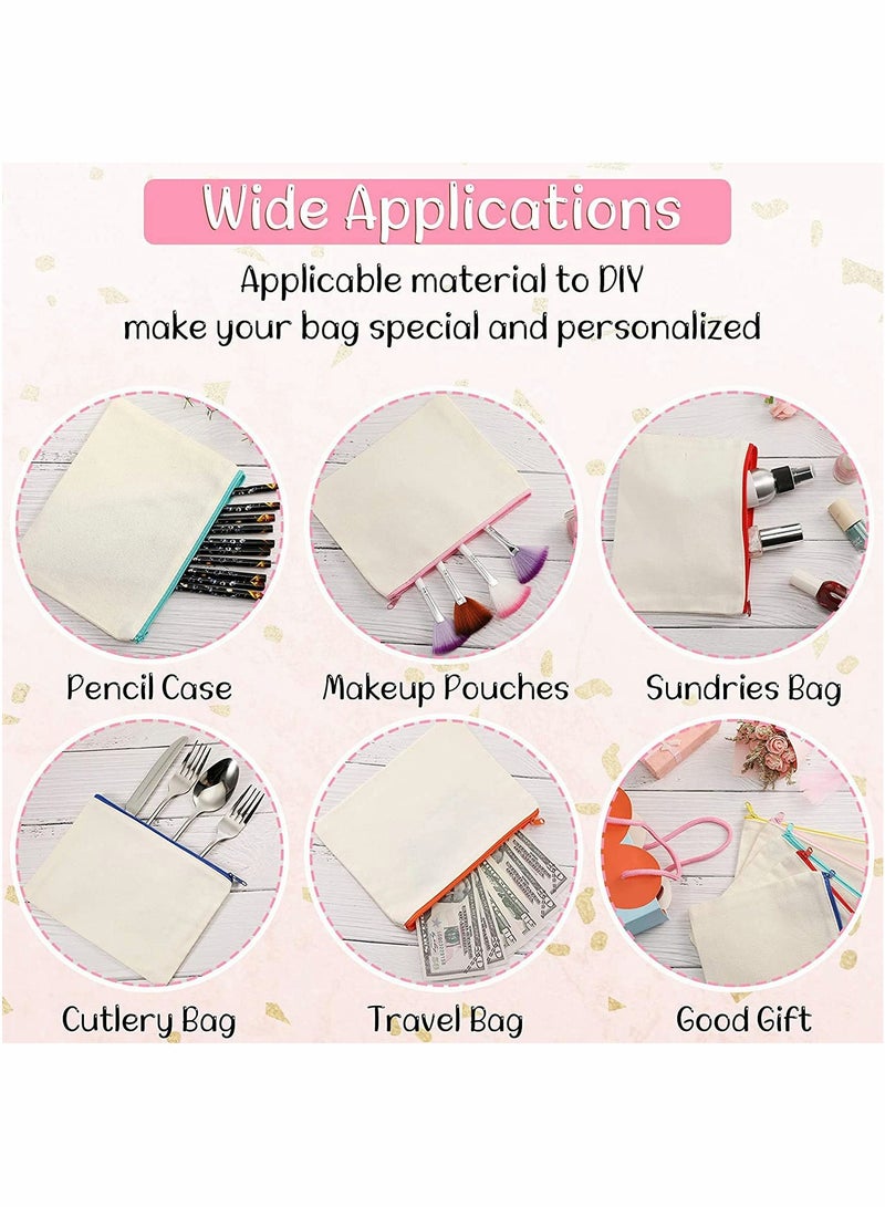 KASTWAVE Blank DIY Craft Bag Canvas Pen Case, KASTWAVE Canvas Zipper Pouch Bags Canvas Pencil Pouch Canvas Makeup Bags, Multi-Purpose Travel Cosmetic Bag (40Pcs) - Image 5