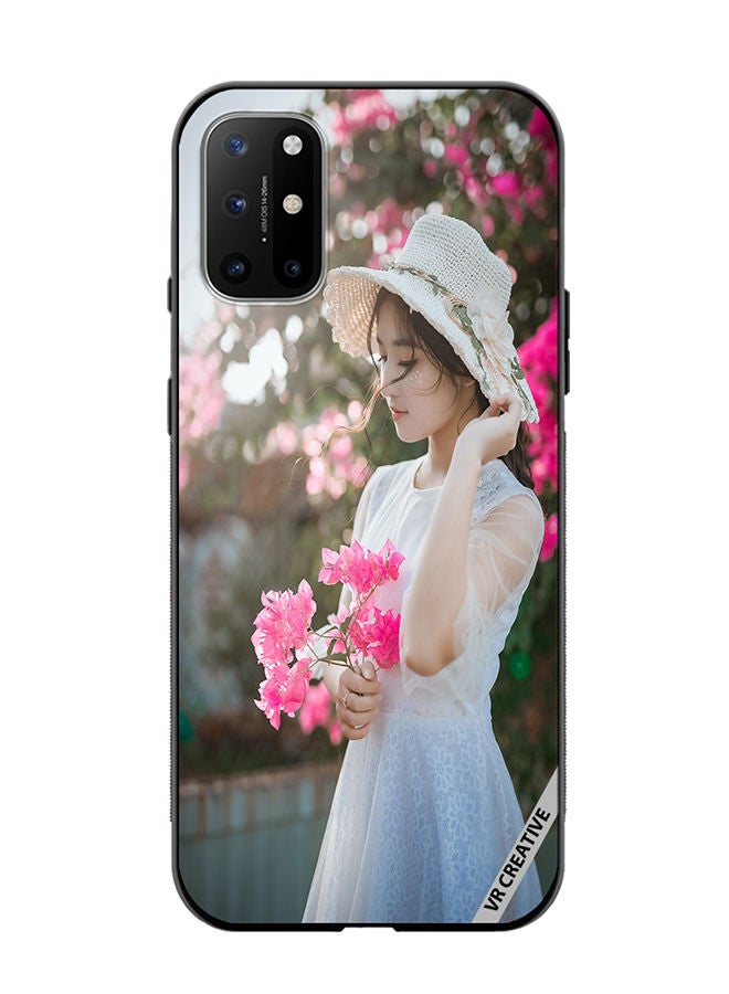VR CREATIVE Protective Case Cover For OnePlus 8T Girl With Pink Flower Design Multicolour - Image 1