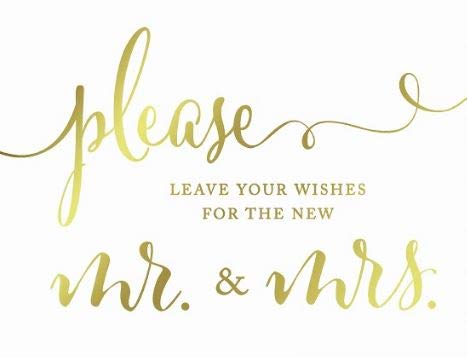 Andaz Press Andaz Press Wedding Party Signs Metallic Gold Ink Print 85inch x 11inch Please Leave Your Wishes for the New Mr  Mrs 1Pack Unframed 