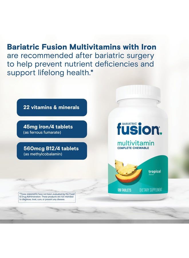 Bariatric Fusion فيتامينات متعددة قابلة للمضغ كاملة استوائية مع الحديد لمرضى جراحة السمنة بما في ذلك تحويل مسار المعدة واستئصال المعدة - 120 قرص - Image 5