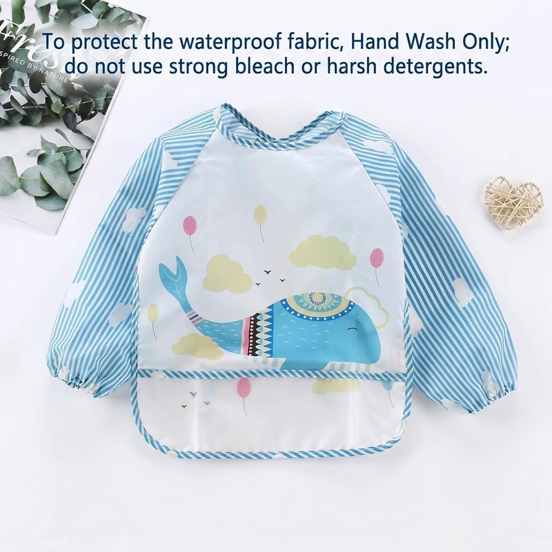 PandaEar (3 Pack Long Sleeve Bibs| Waterproof Full Sleeve Bib for Baby Infant Toddler 6-36 Months - Image 2