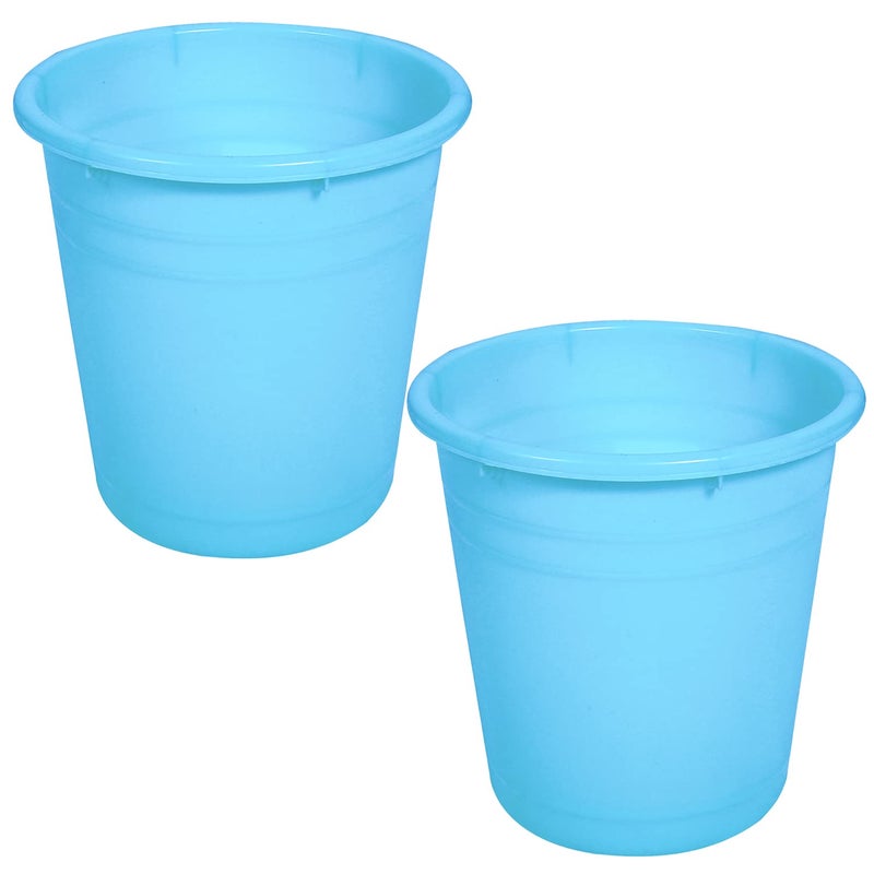 Kuber Industries Kuber Industries Plastic DustbinPortable Garbage Basket Round Trash Can for HomeKitchenOfficeCollege7 LtrPack of 2 Sky Blue  - Image 1