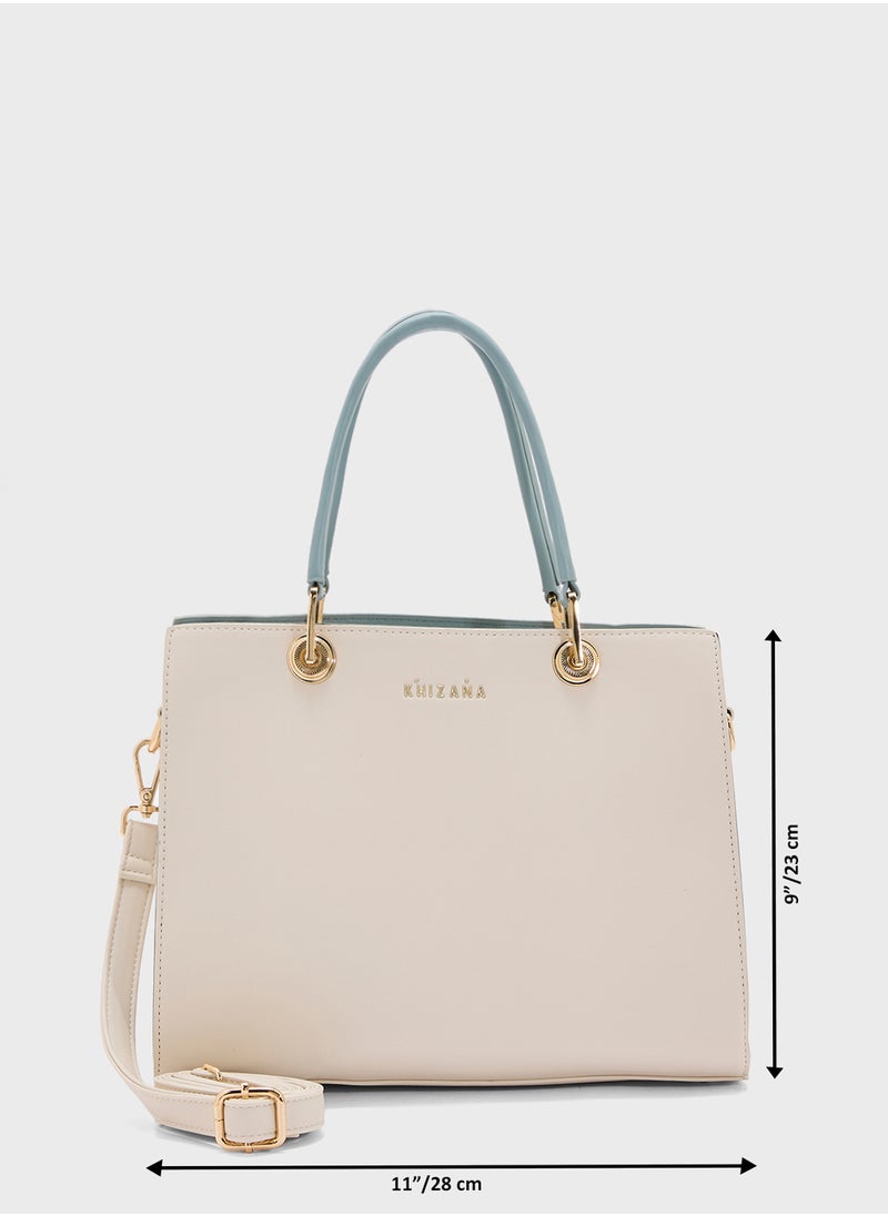 Contrast Handle Satchel Bag