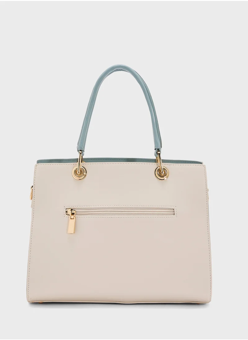 Khizana Contrast Handle Satchel Bag