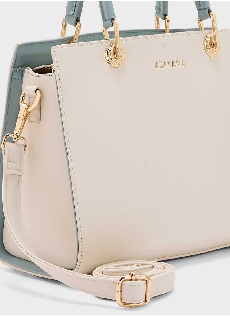 Contrast Handle Satchel Bag