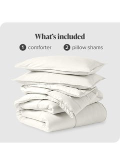 Home of linens Cotton - Plain - 3 Pieces Heavy Comforter Set - 3.6Kgs - Down Alternative Filling - (For Matress 160cm/180cm) - Size (230cm x 240cm) + 2 Pillow Case Covers (50cm x 70cm) - Pastel  - Image 4