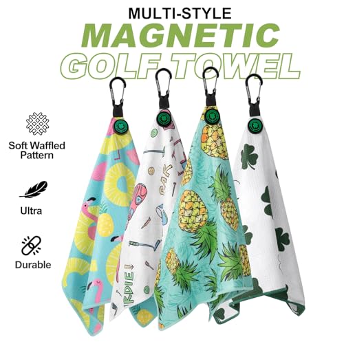 Acebirdie Magnetic Golf Towel for Golf Bags Microfiber Fabric Waffle Pattern Towels for Men or Women, Magnet Golf Towel with Heavy Duty Carabiner Clip Golf Accessories (Golf Carts) - Image 4