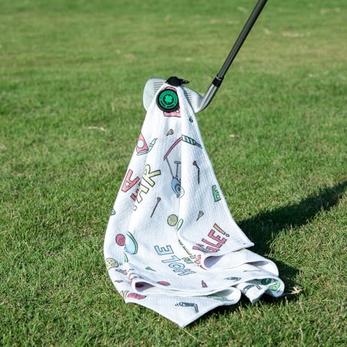 Acebirdie Magnetic Golf Towel for Golf Bags Microfiber Fabric Waffle Pattern Towels for Men or Women, Magnet Golf Towel with Heavy Duty Carabiner Clip Golf Accessories (Golf Carts) - Image 2