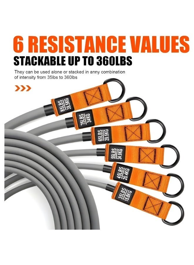 Ayshal 300LBS Resistance Bands Set,6 Power Levels of Resistance Rope,12-Piece Set Including Handles,Door Anchor,Ankle Straps & Storage Bag,High Elasticity Tear-Resistant Bands for Exercise Strength Training - Image 2